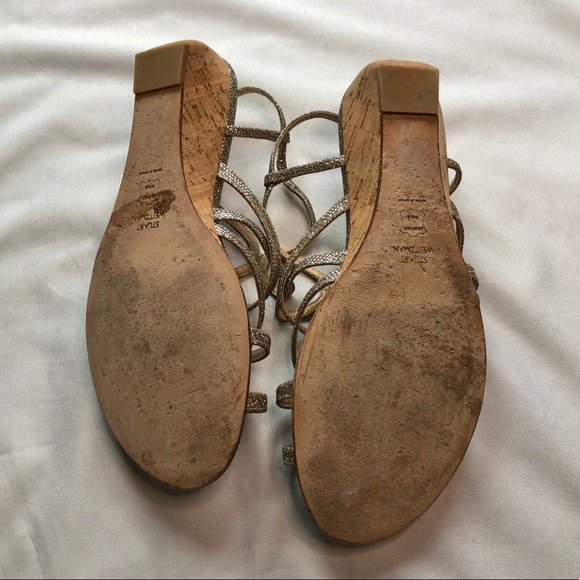 Stuart Weitzman Turning Down Wedge Glitter Sandal - Picture 9 of 10